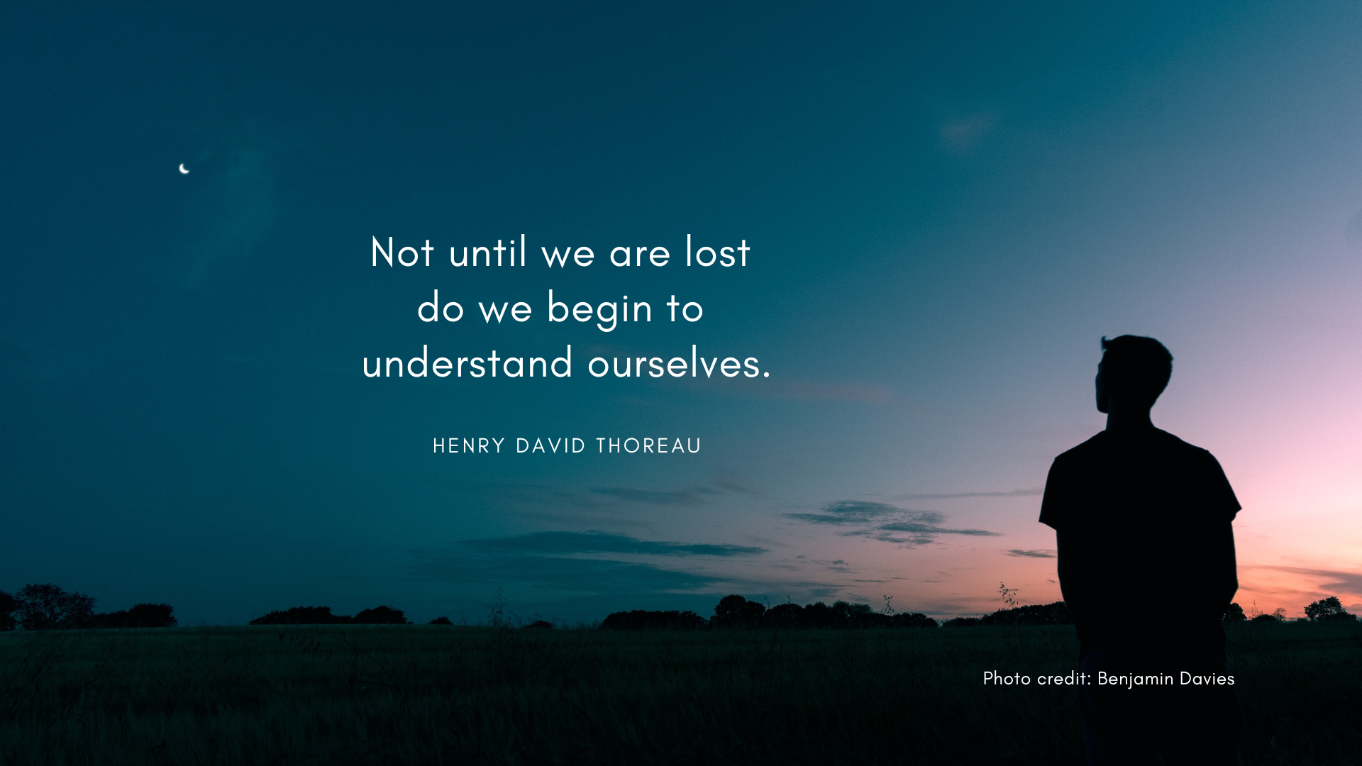 Dark sky fading sunset human silhouette Henry David Thoreau quote 